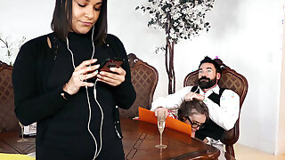 Lena Paul sucks Charles Dera behind his wife's back - Lena Paul