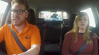 Fake Driving School 34F Boobs Bouncing in driving lesson