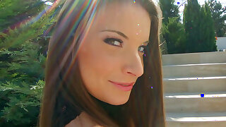 Anita Bellini slides out of her tight jeans outdoors