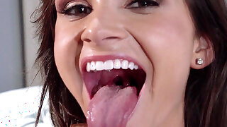 Ashley Sinclair takes nice load into her mouth and swallows