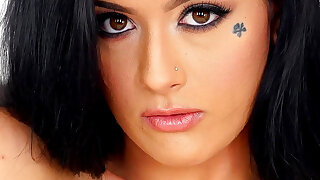 Katrina Jade shows off her body in a black mesh mini-dress - Katrina Jade