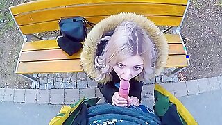 Eva Elfie In Cute Teen Swallows Cum For Cash - Public Blowjob In The Park By